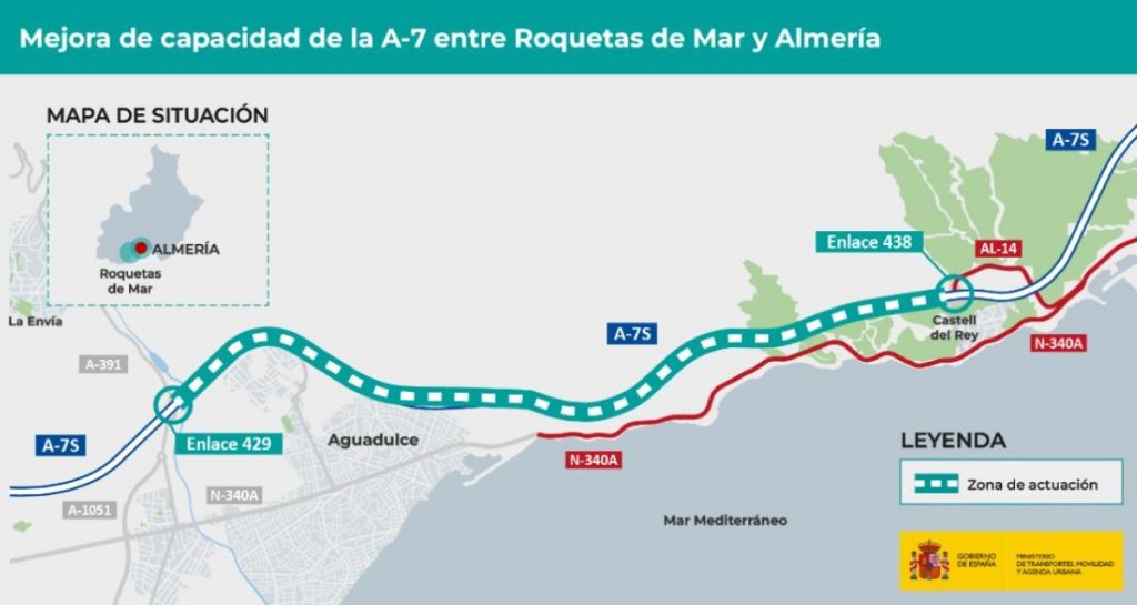 actuacion tercer carril a-7 roquetas de mar almeria