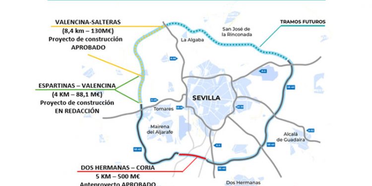 El Gobierno autoriza licitar por 125 millones de euros las obras del tramo de la SE-40 entre Valencina y Salteras